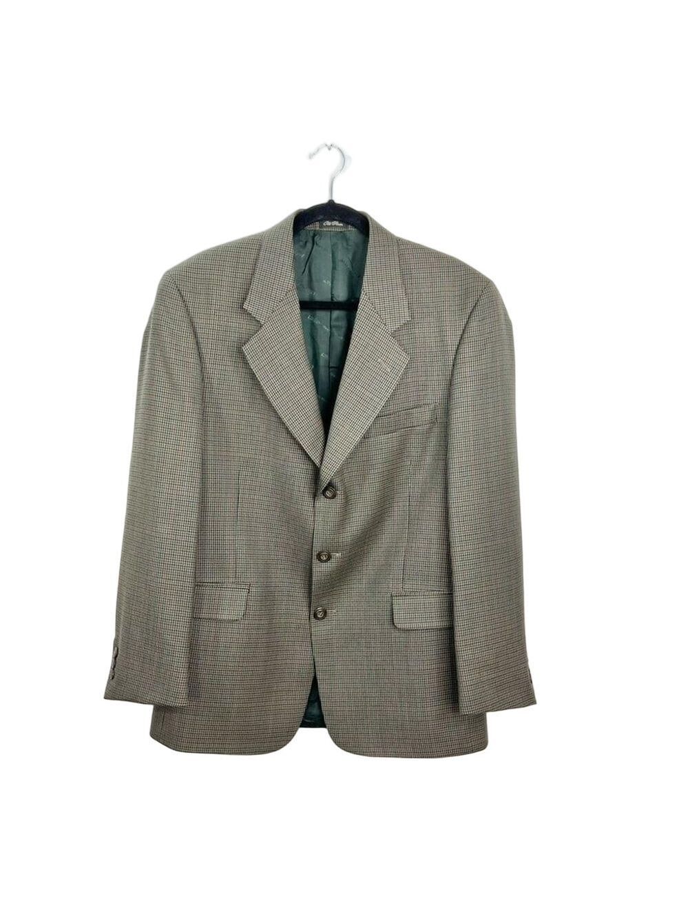 Vintage 100% wool brown check oversized blazer 40
